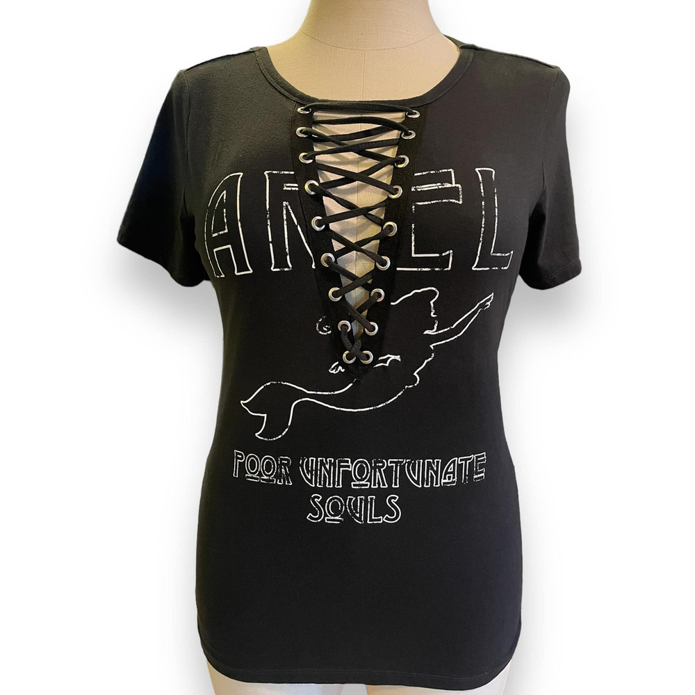 Torrid 5‎ (5X 28) Disney Little Mermaid Ariel Sexy Busty Lace Up Deep V T shirt
